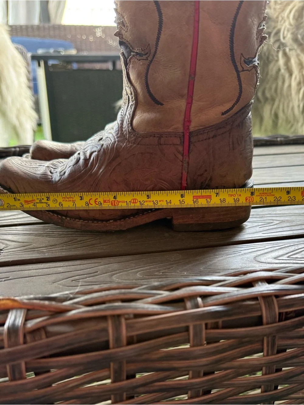 Vaccari Kids Leather Cowboy Boots Western Tooled Size 12
